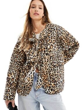 ASOS DESIGN Leopard Print Quilted Jacket 0 Cheetah Fall Coat Maximalism Chic